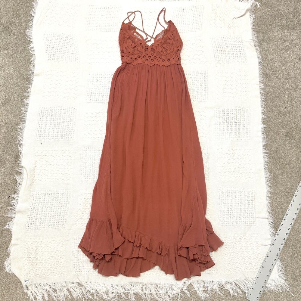 Free People One medium Adella crochet lace maxi slip dress D2 3101 - Picture 9 of 10